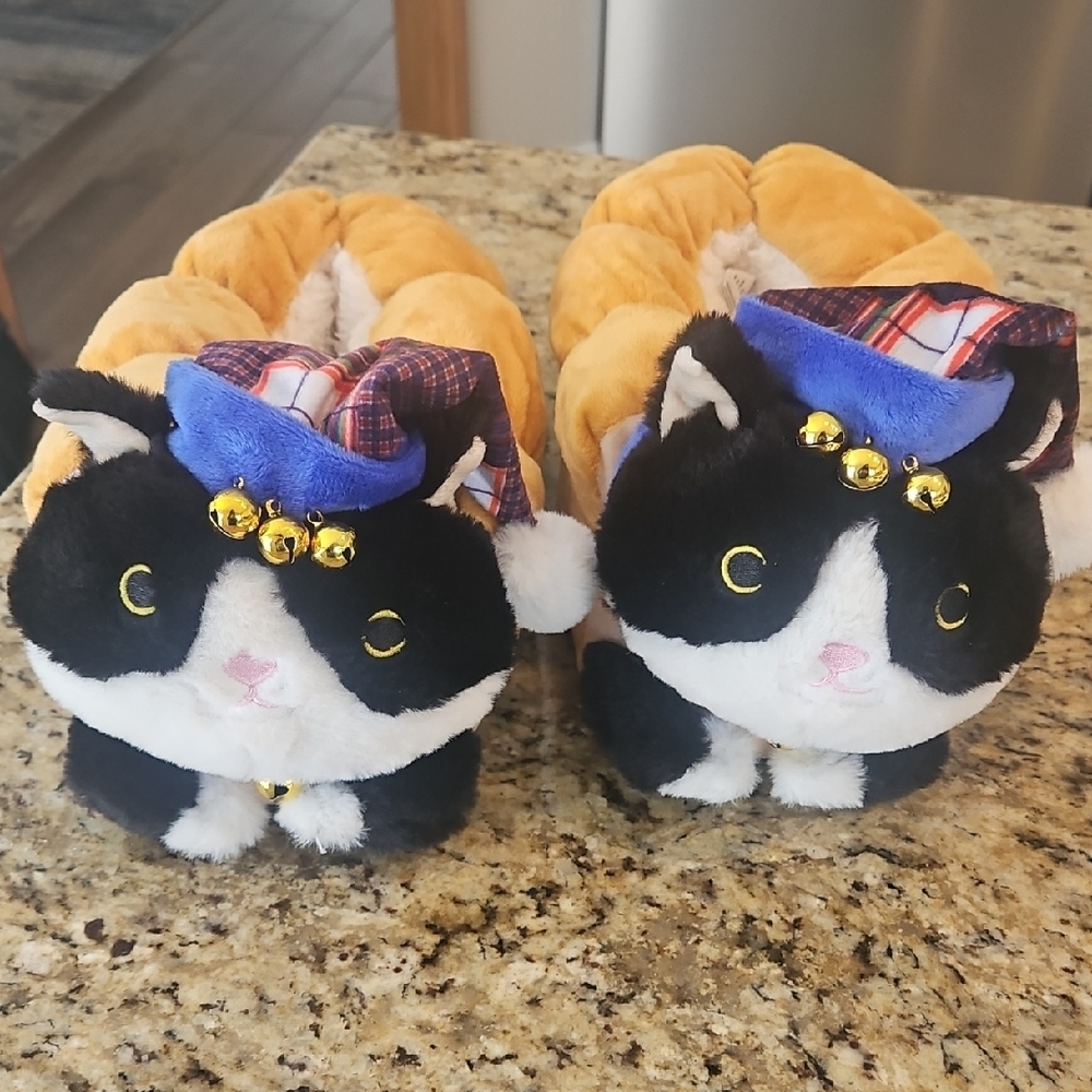 Aerie Cat Snuggly Slippers With Jingle Bells